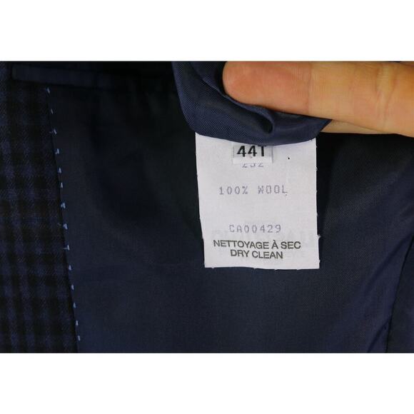 Peter Millar Blue/Black/Brown Check Wool 2-Btn Sportcoat Blazer 44L - Picture 9 of 9